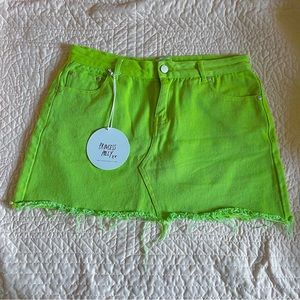 Nasty Gal Lime Green Denim Skirt